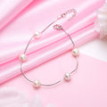 Divine Five Pearl Rhodium Plated 925 Silver Bracelet (Adjsutable)