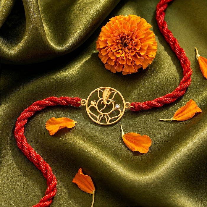 Divine Ganesh Silver Rakhi for Bhai