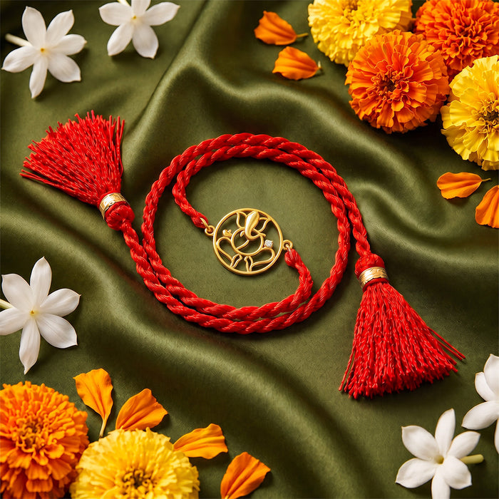 Divine Ganesh Silver Rakhi for Bhai