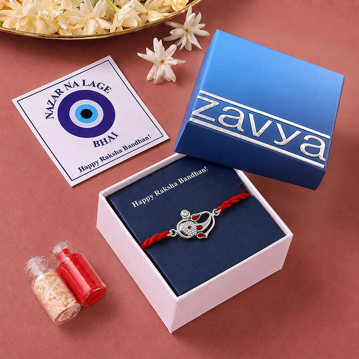 Divine Ganesha Blessings Rhodium-Plated 925 Silver Rakhi Fridge Magnet Hamper