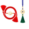 Divine Ganesha Gold Plated 925 Silver Rakhi and Evil Eye Lumba Combo