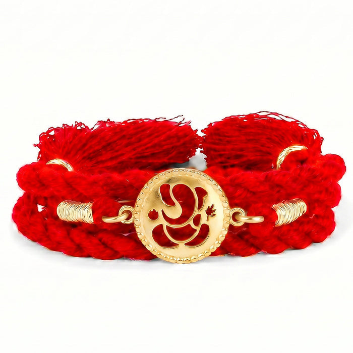 Divine Ganesha Gold Plated 925 Silver Rakhi and Evil Eye Lumba Combo