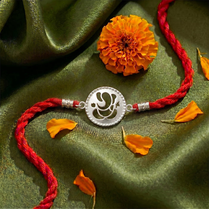 Divine Ganesha Rhodium Plated 925 Silver Rakhi