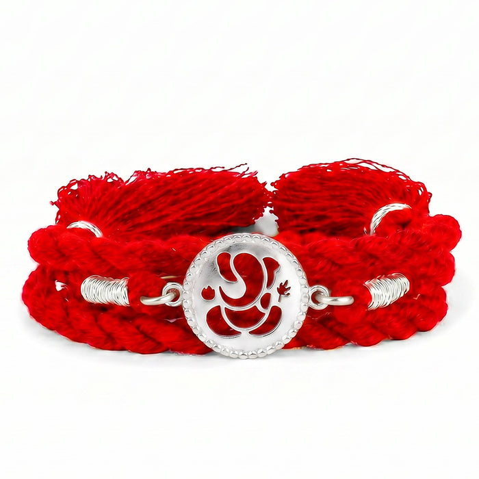Divine Ganesha Rhodium Plated 925 Silver Rakhi