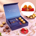 Divine Ganesha & Rudraksha Gold-Plated Silver Rakhi Ferrero Rocher Gift Hamper