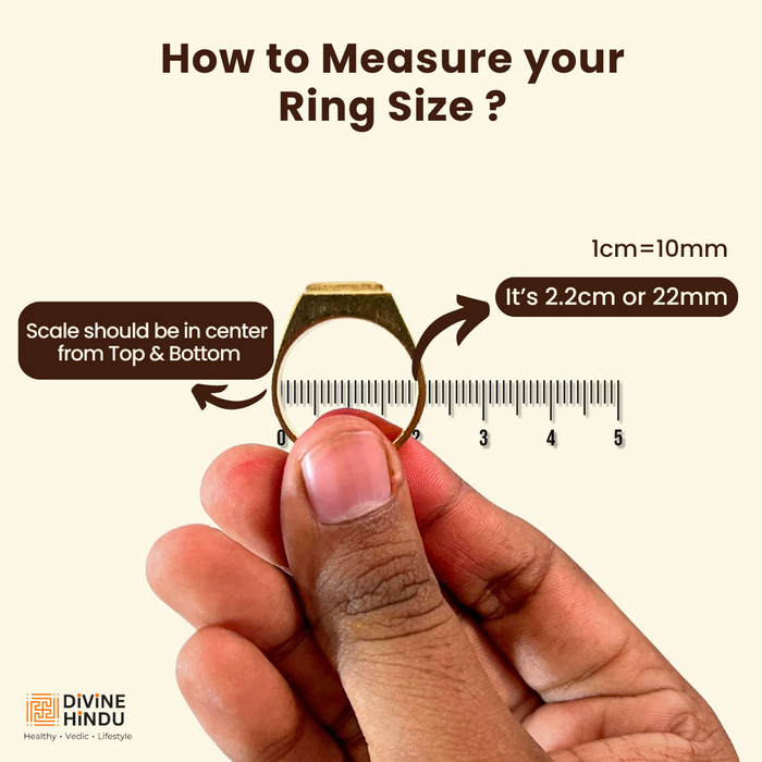 Ring size measurement guide chart for Divine Hindu gold-plated rings