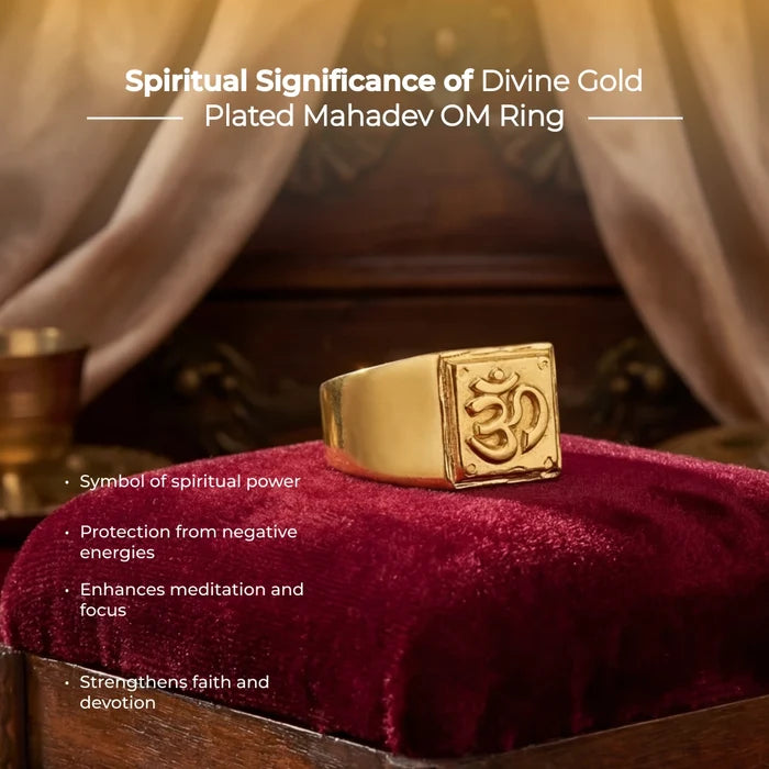 Divine Gold Plated Mahadev OM Ring - view 2