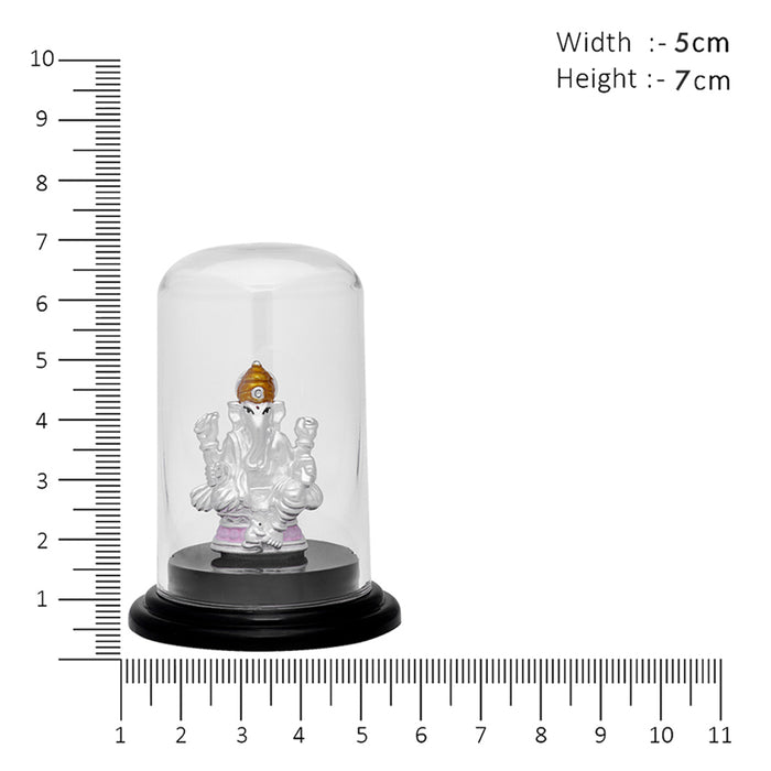 Divine Guardian Rhodium-Plated Lord Ganesha 999 Silver Idol
