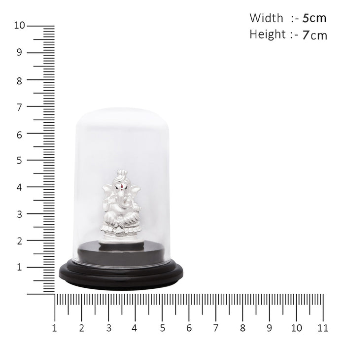 Divine Harmony Rhodium-Plated 999 Silver Ganesh Ji Idol