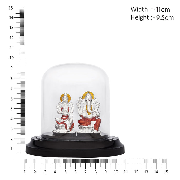Divine Harmony Rhodium-Plated 999 Silver Ganesh & Lakshmi Ji Idol