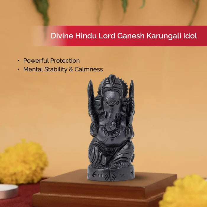 Divine Hindu Lord Ganesh Karungali Idol – Ebony Wood