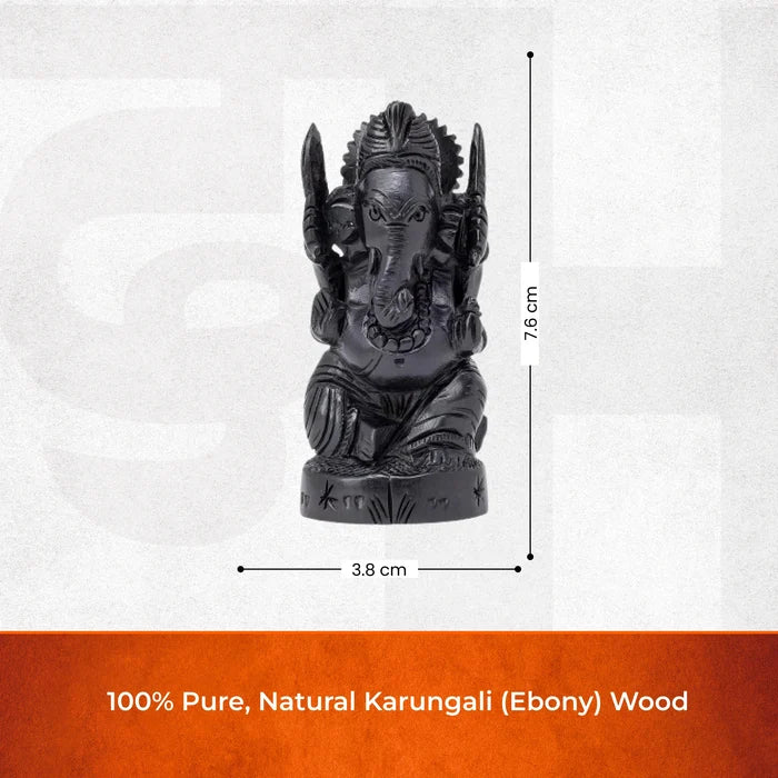 Divine Hindu Lord Ganesh Karungali Idol – Ebony Wood - view 3