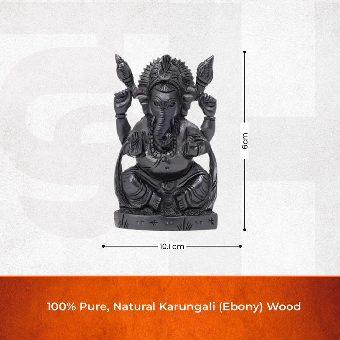 Divine Hindu Lord Ganesh Karungali Idol with Waving Stole– Ebony Wood - view 3