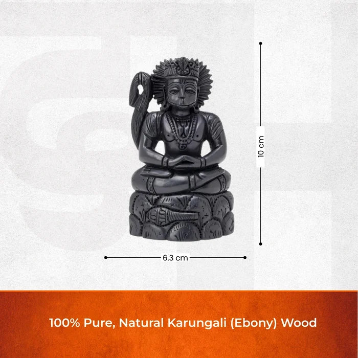 Divine Hindu Lord Hanuman Ji Karungali Idol – Ebony Wood - view 3