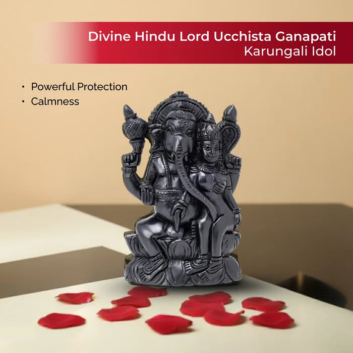Divine Hindu Lord Ucchista Ganapati Karungali Idol – Ebony Wood