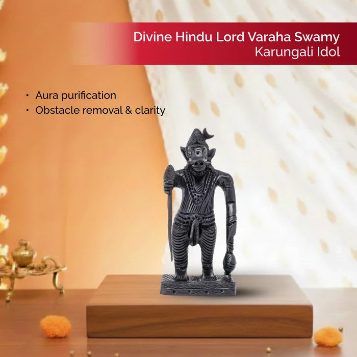 Divine Hindu Lord Varaha Swamy Karungali Idol – Ebony Wood