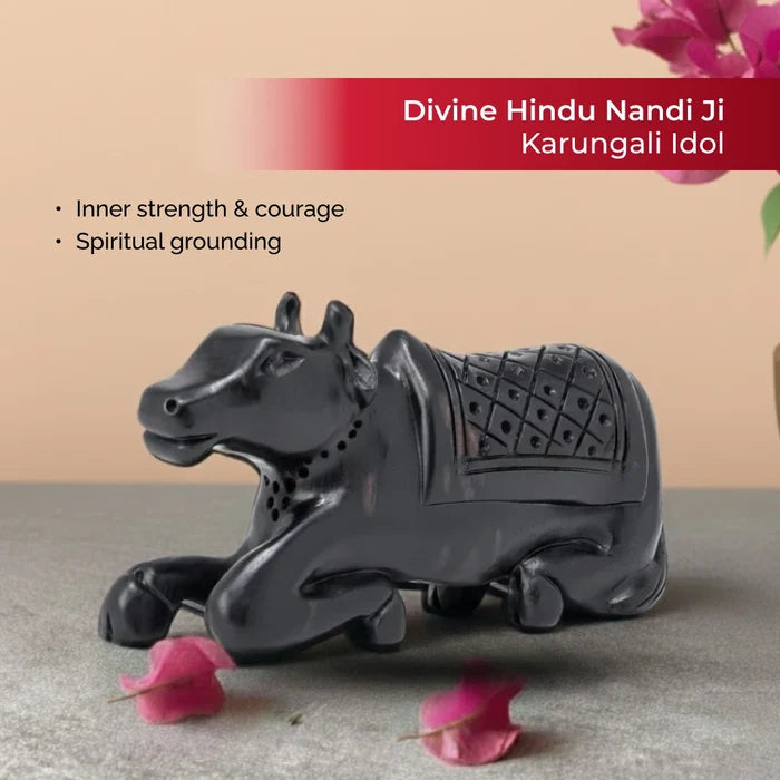 Divine Hindu Nandi Ji Karungali Idol – Ebony Wood - view 2