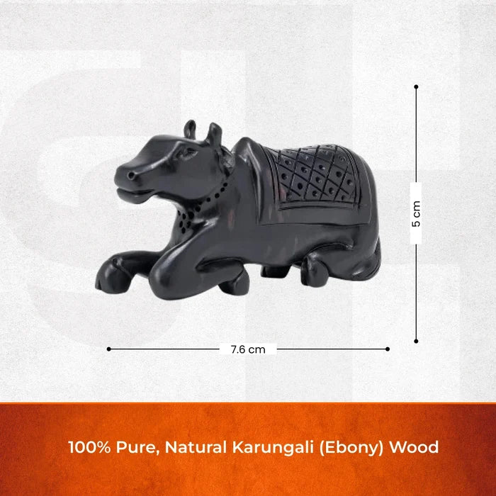 Divine Hindu Nandi Ji Karungali Idol – Ebony Wood - view 4