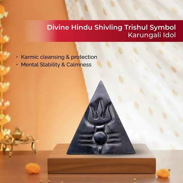 Divine Hindu Shivling Trishul Symbol Karungali Idol – Ebony Wood - view 2