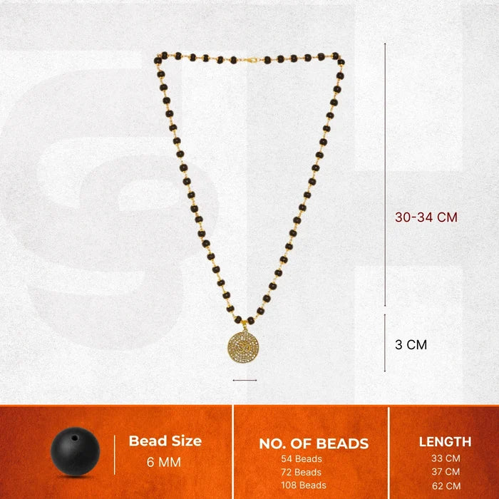 Divine Karungali Malai with Gold Capped Beads & Om Pendant - view 5