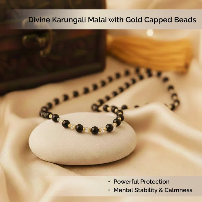 Divine Karungali Malai with Gold Capped Beads | Govt Lab Certified - view 2