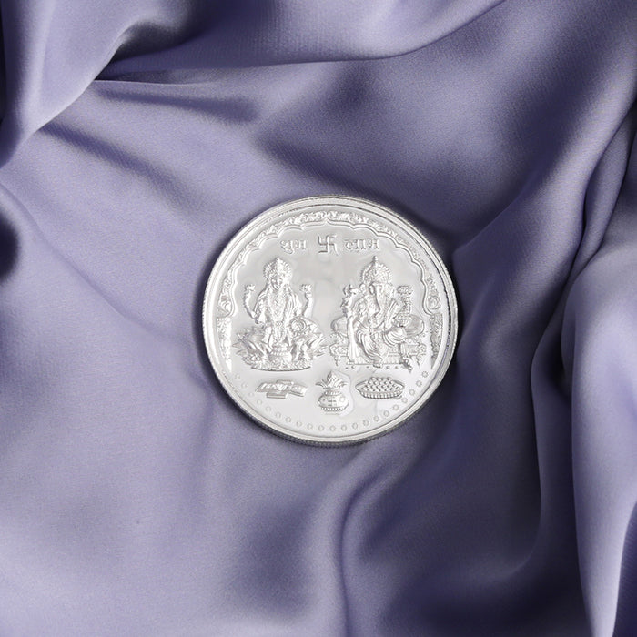 Divine Lakshmi and Ganesha 999 Fine Silver Coin- 50 gm