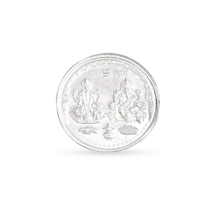 Divine Lakshmi and Ganesha 999 Fine Silver Coin- 50 gm