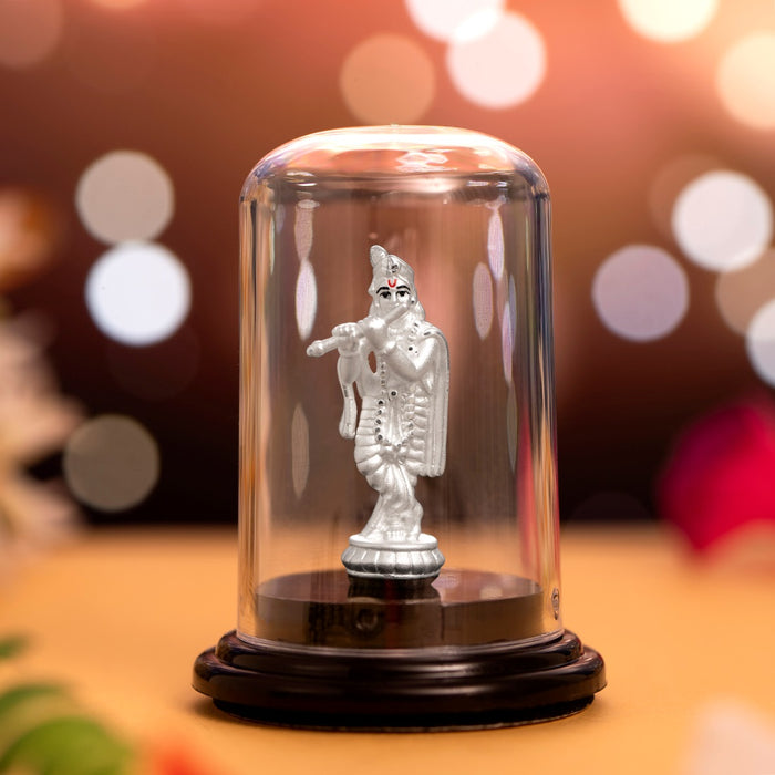 Divine Melody Rhodium-Plated 999 Silver Krishna Ji Idol