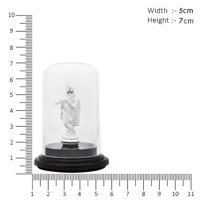 Divine Melody Rhodium-Plated 999 Silver Krishna Ji Idol