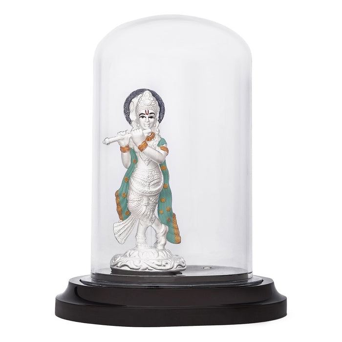 Divine Melody Rhodium-Plated 999 Silver Lord Krishna Idol