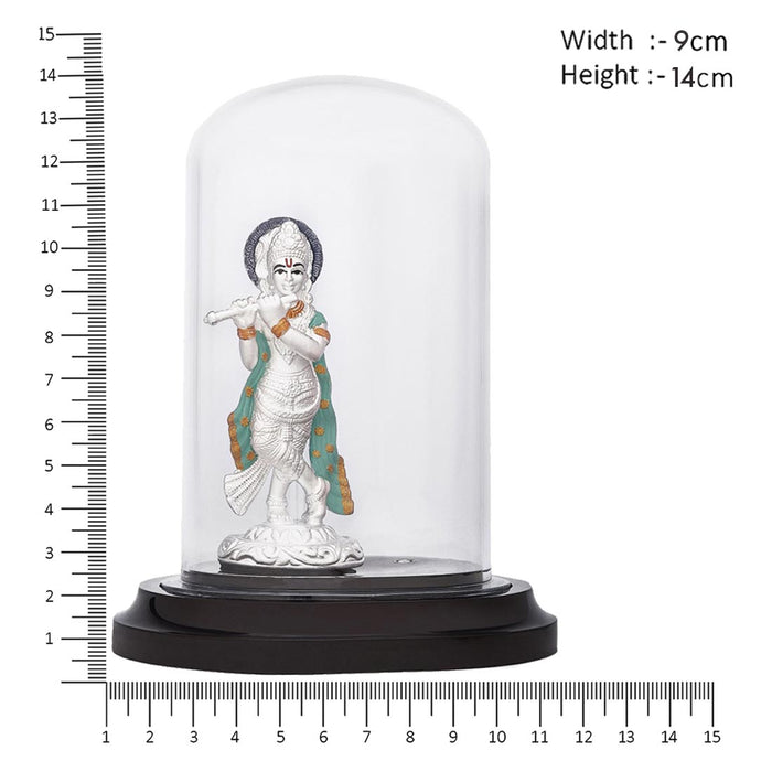 Divine Melody Rhodium-Plated 999 Silver Lord Krishna Idol