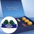 Divine Om Chakra Blue Enamel Silver Rakhi Ferrero Rocher Gift Hamper