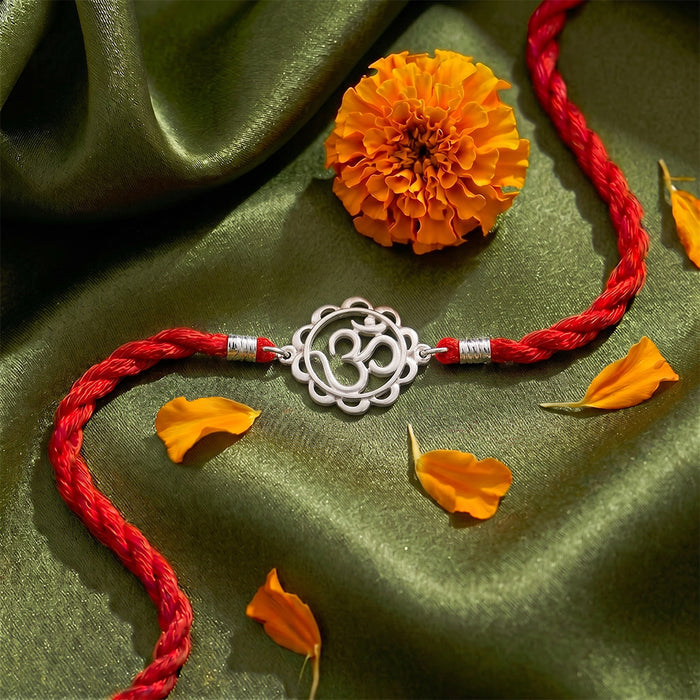 Divine Om Rhodium Plated Silver Rakhi (Zavya Signature)