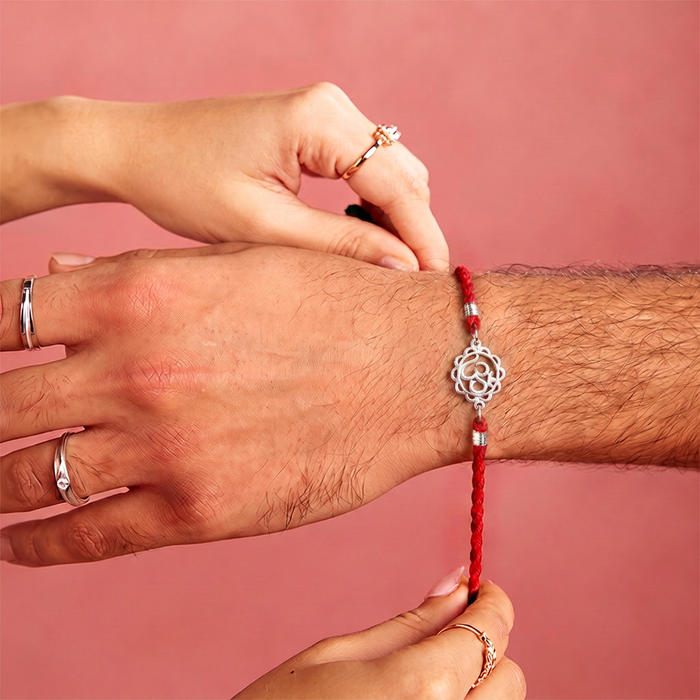Divine Om Rhodium Plated Silver Rakhi (Zavya Signature)