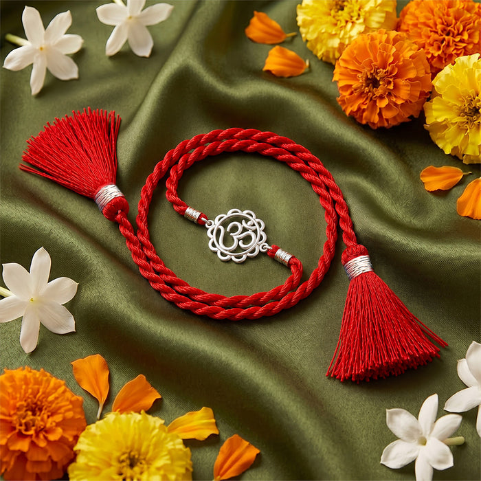Divine Om Rhodium Plated Silver Rakhi (Zavya Signature)