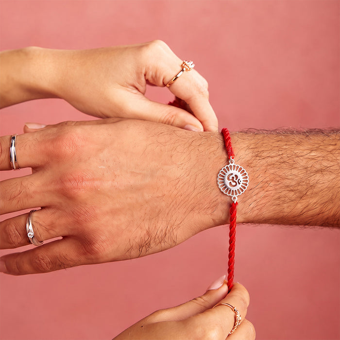 Divine OM Silver Rakhi for Bhai