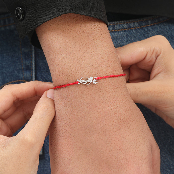 Divine Om & Trishul Charm Rakhi CZ Sterling Silver Thread Rakhi Combo
