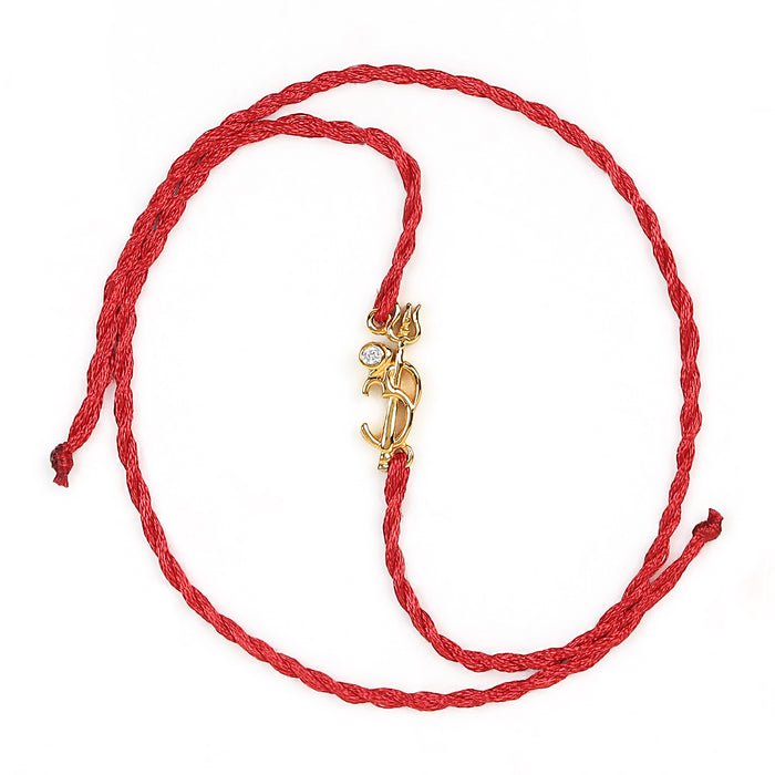 Divine Om & Trishul Charm Rakhi CZ Sterling Silver Thread Rakhi Combo