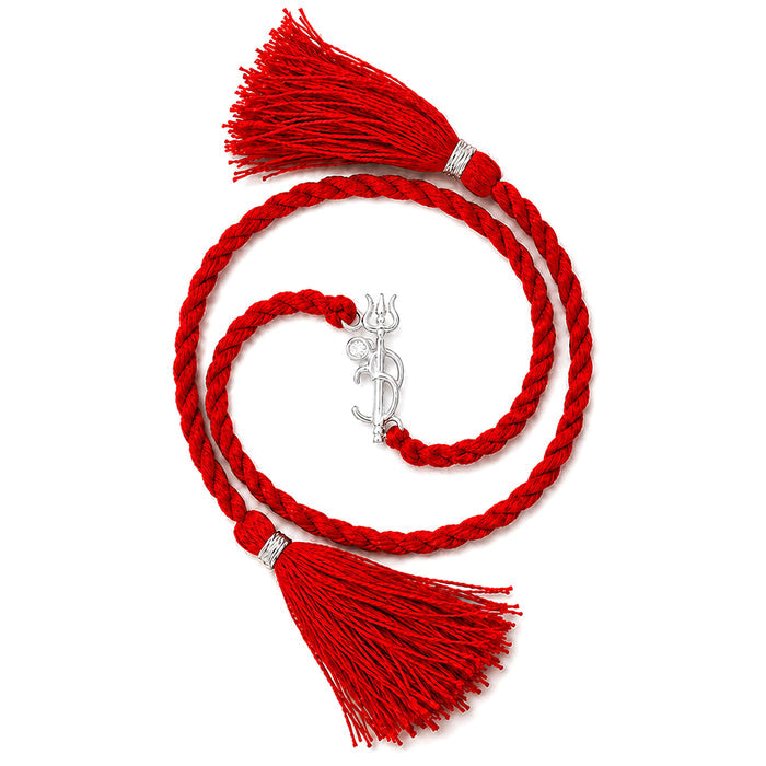 Divine Om & Trishul CZ Silver Rakhi (Zavya Signature)