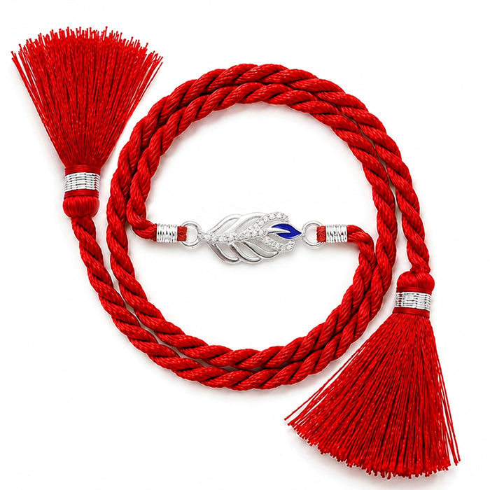 Divine Peacock Feather Rhodium Plated Silver Rakhi (Zavya Signature)