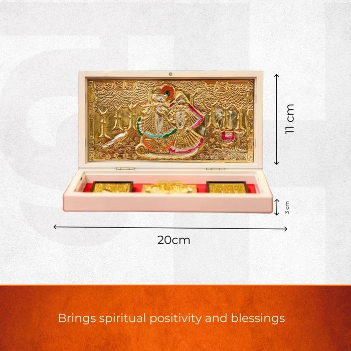 Divine Radha Krishna Pocket temple- Gold & Silver platted - view 2