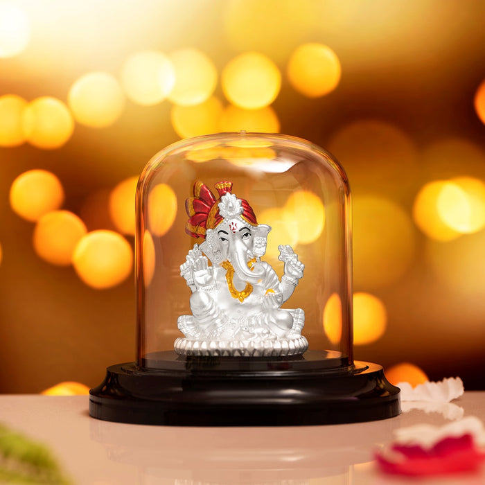 Divine Radiance Rhodium-Plated 999 Silver Ganesh Ji Ensemble