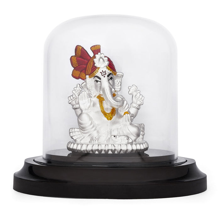 Divine Radiance Rhodium-Plated 999 Silver Ganesh Ji Ensemble