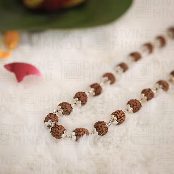Divine Rudraksha Necklace - 54 Bead with FREE 5 Mukhi Nepali Rudraksha