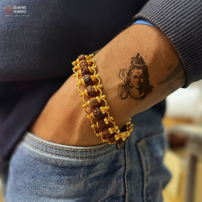 Divine Rudraksha Necklace & Chain Bracelet Combo