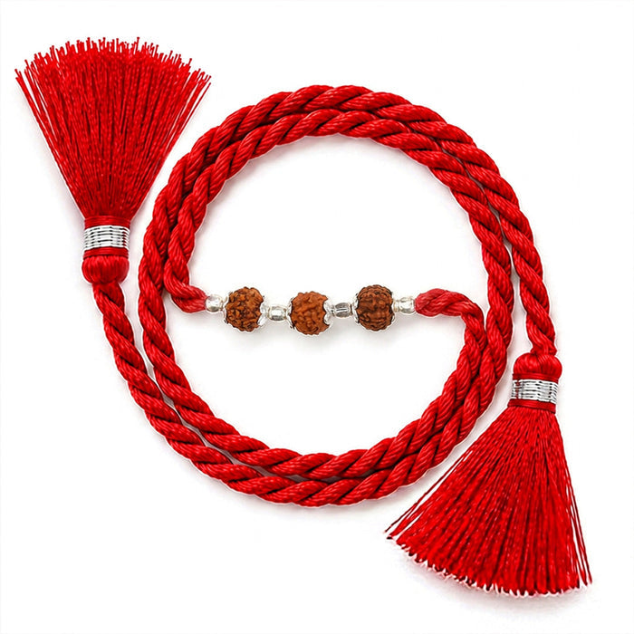 Divine Rudraksha Rhodium Plated Silver Rakhi (Zavya Signature)