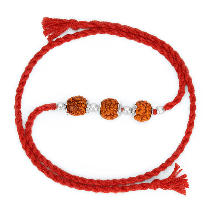 Divine Rudraksha Rhodium Plated Silver Rakhi (Zavya Signature)