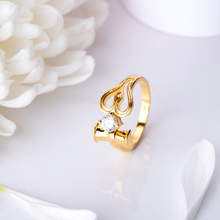 Divine Trishul 925 Sterling Silver Gold-Plated Ring (OneSize)