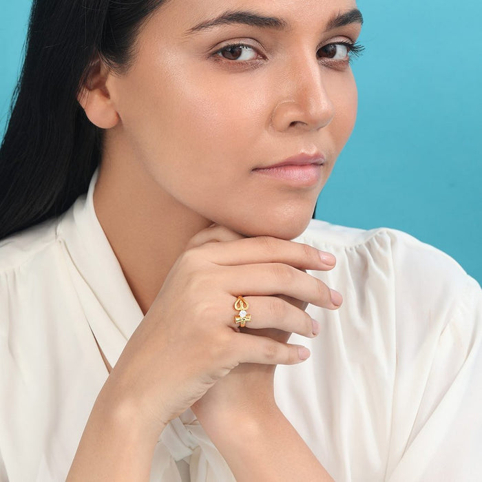 Divine Trishul 925 Sterling Silver Gold-Plated Ring (OneSize)