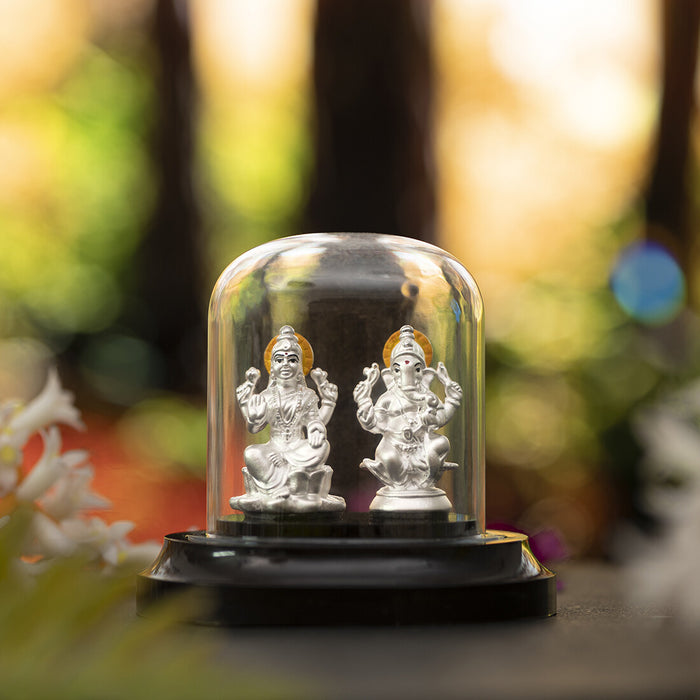Divine Union 999 Silver Lakshmi & Ganesh Ji Idol